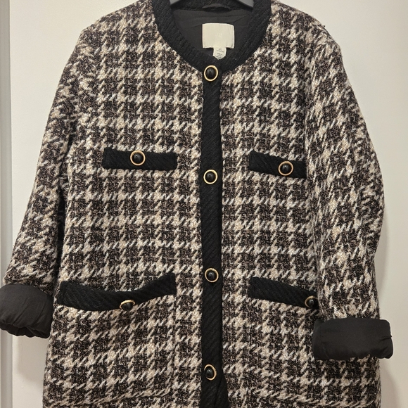 H&M Textured-weave Jacket in a black and cream houndstooth pattern - Picture 5 of 9